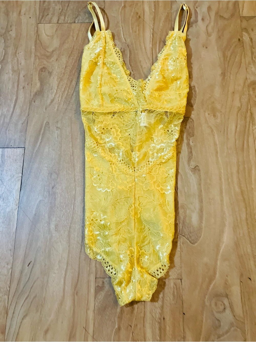Yellow Lace One-Piece Bodysuit Women’s
